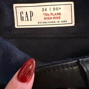 GAP High Rise Flare Jeans - Black Vegan Leather